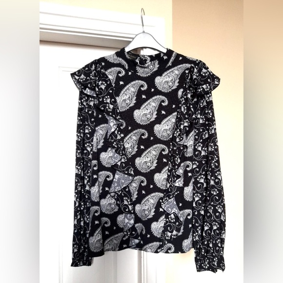 NWT Ted Baker TAISEY High Neck Blouse with Waterfall Embellishments- medium - Picture 1 of 9